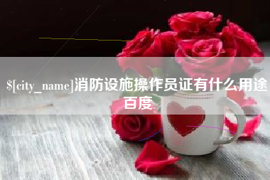 南充消防设施操作员证有什么用途百度