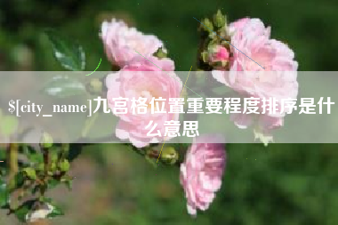 南充九宫格位置重要程度排序是什么意思