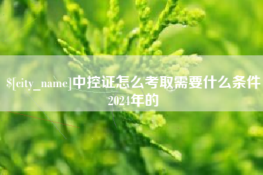 南充中控证怎么考取需要什么条件2024年的